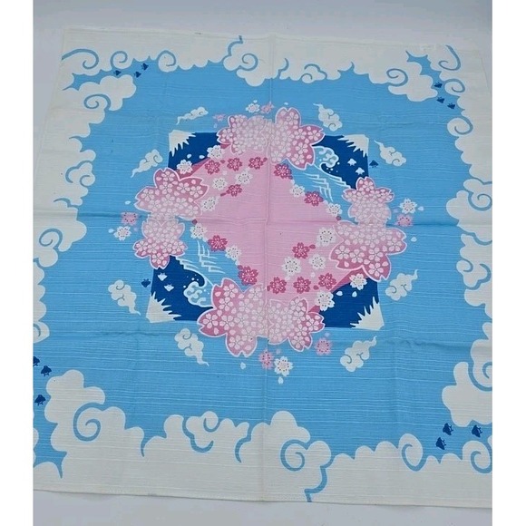 VTG Cherry Blossom Pink & White Folding Fan +Japanese Mt. Fuji Matching Fabric - Picture 12 of 12